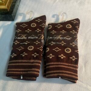Fashion Socks Men’s Brown Patterned Crew Socks